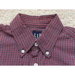 Vintage Men's GAP Long Sleeve Button Up Collared Blue Red Plaid Shirt